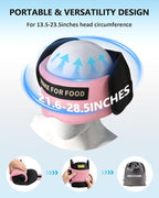 Travel Pillows for Airplanes, Airplane Pillow for Long Flights Sleeping with Eye Mask, 360° Support Plane Head Strap Travel Essentials for Air Travel Sleep Neck Upright, Stop Head Nodding(Pink)