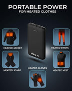 Compact Power Bank Portable Battery Pack for Heated Clothing Vest Jacket Hoodie 5000mAh Pocket Size Portable Charger for iPhone Android Cellphone Portable Battery Charger with Built-In Cable USB/USB-C