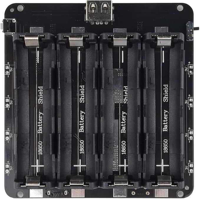 diymore 18650 Battery Holder Four Li-ion V9 Battery Shield Micro USB 5V/3A 3V/1A Power Bank Battery Charging Module (4 Holders)