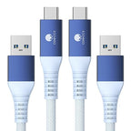 CONMDEX USB C Cable [3ft, 2-Pack] 10Gbps USB 3.1 Gen 2 USB A to USB C Data Transfer Cord, 3A Fast Charging Android Auto CarPlay Type C Cable for iPhone 17 16 Plus Pro Max Samsung Galaxy S25, Blue