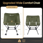 MOON LENCE High Back Folding Camping Chairs, Height-Adjustable, Widened Seat, for Beach with Anti-Sinking Feet (Green-Plus)