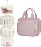 Narwey Hanging Toiletry Bag for Women Travel Makeup Bag Organizer Toiletries Bag for Travel Size Essentials Accessories Cosmetics (Dusty Rose (Medium))