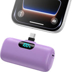 Mini Portable Charger 5000mAh Power Bank, 15w PD USB C Cell Phone Portable Power, LCD Display Battery Pack Compatible with Android Phone/Samsung Galaxy S22,S21/Note/Pixel/OnePlus 9 etc (Light Purple）