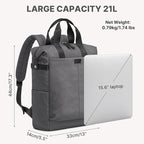 G4Free Protective 16" Laptop Backpack, Large Work Bag for Men Women, Slim Casual Backpacks for Travel, College, Business, Dark Gray