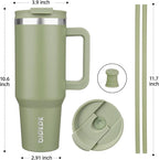 BJPKPK 40 oz Insulated Tumbler With Lid And Straw Stainless Steel Tumblers Cup With Handle For Women And Men,Sage