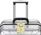 2 Pack Luggage Tags for Suitcases, PU Leather Bag Tag with Privacy Cover Address Card Travel Essentials-Summer Lemon