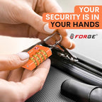 Forge Dual-Opening: Key or Combination Access Lock, TSA Approved Locks for Luggage, Pelican case, Travel, Gym, School, Stainless Steel Shackle.(Orange, 2 Pk)