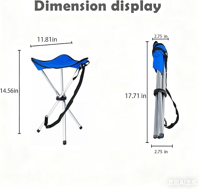 Folding Camping Stool,16.5" Folding Camping Chairs,Portable Tripod Seat,Outdoor Travel Tall Chair for Camping Walking Hunting Hiking Fishing Mountaineering Picnic Beach BBQ Garden Lawn(Blue)