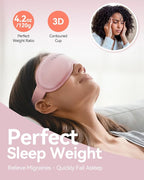 Weighted Sleep Mask for Women: 3D Contoured Blackout Eye Mask for Eyelash Extensions, Zero Pressure Memory Foam Blindfold, Self-Care Relaxation Gift, Travel & Long Flight Essentials (Pink)