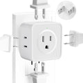 2 Prong to 3 Prong Adapter, FiiMan Multi Plug Outlet Extender 5 AC Outlet Splitter Wall Adapter Non-Grounded Outlets Expander for Japan Travel - Type A, 1875W, White (1 Pack)