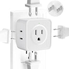2 Prong to 3 Prong Adapter, FiiMan Multi Plug Outlet Extender 5 AC Outlet Splitter Wall Adapter Non-Grounded Outlets Expander for Japan Travel - Type A, 1875W, White (1 Pack)