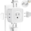 2 Prong to 3 Prong Adapter, FiiMan Multi Plug Outlet Extender 5 AC Outlet Splitter Wall Adapter Non-Grounded Outlets Expander for Japan Travel - Type A, 1875W, White (2 Pack)