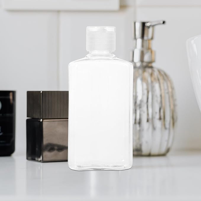 Cabilock 5pcs Portable 100ml Plastic Travel Lotion Bottles with Flip Cap, Refillable Empty Squeeze Containers for Toiletries and Shampoo Packing