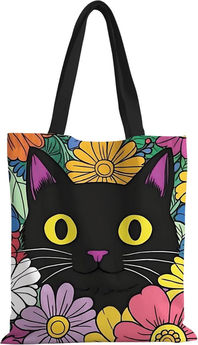 ANNA QUEEN Cat Tote Bag Shoulder Bag Handle Bag for Gym Yoga Picnic Beach Kitchen Reusable
