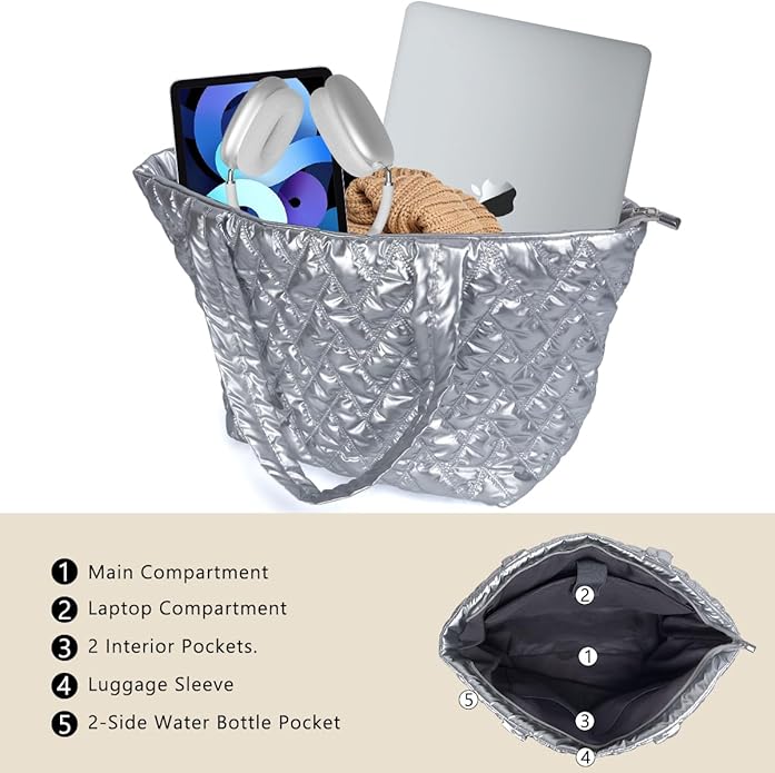 BUG Lightweight Women Laptop Tote Bag for Work, Casual Handbag for Travel Beach College Teacher