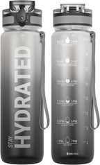 Sahara Sailor Water Bottle 32oz, Durable and Leakproof Water Bottles Motivational with Time Marker, Tritan, BPA Free, Wide Mouth with Easy Clean Brush for Gym, Travel, Home, School, Office (1 Bottle)