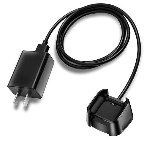 YCWZZH Fast Wall Charger for Fitbit Versa 2, USB Charging Cable Cord, Not for Versa 2 Lite, Black, 5V, 100-240V, 50-60Hz, Travel, Fast Charging