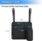 Airplane Seat Back Organizer & Storage, Airplane Tray Table Cover for Personal Items, Airline Seat Hanging Pockets Media Pouch,Reusable Travel Essentials,Fits Tablets,Cell Phone,Water Bottle (Black)