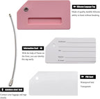 7 Pack Silicone Luggage Tag Baggage Handbag Travel Bag Tags with Name ID Card Perfect to Quickly Spot Luggage Suitcases (Pink)