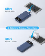 Portable Charger with Built-in Cables 10000mAh Power Bank with Cords, Slim Battery Pack with LED Display, Travel Essential Portable Charger for iPhone 17/16/15/14 Series, Android Samsung Google Pixel