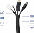 JOTO 1 Pack Cable Management Sleeve, 10 Feet Cord Organizer System with Zipper for TV Computer Office Home Entertainment, Flexible Cable Sleeve Wrap Cover Wire Hider System -Black