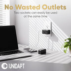 Unidapt Multi Plug Outlet Extender - 3 Way Wall Outlet Splitter, Cruise Ship Approved Power Adapter, Compact Travel Plug Expander for Home, Office, Dorm Room, or Cruise Cabin - Black 2-Pack