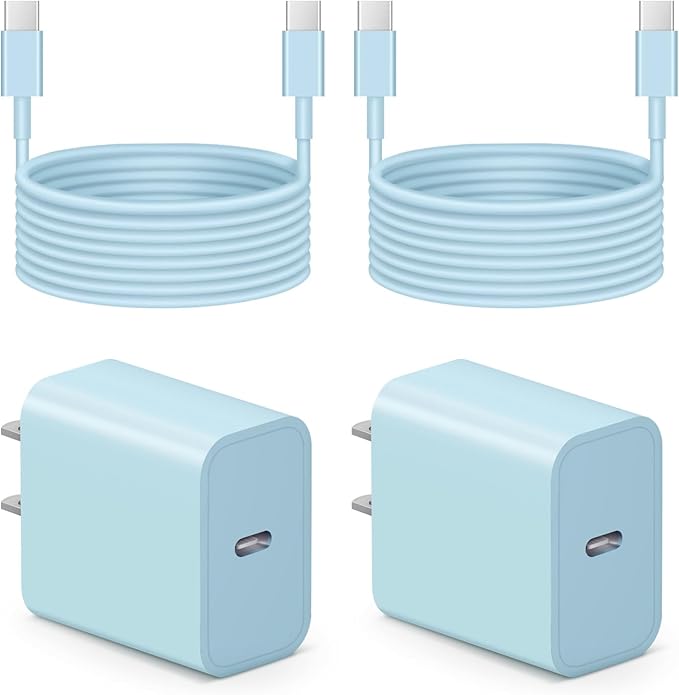 iPhone 17 16 15 Charger Fast Charging 6FT - 20W USB C Charger Block with 6FT Type C to C Cable Compatible with iPhone 17/17 Pro/17 Pro Max/Air/16/16e/15, iPad Pro, iPad Air (Blue)