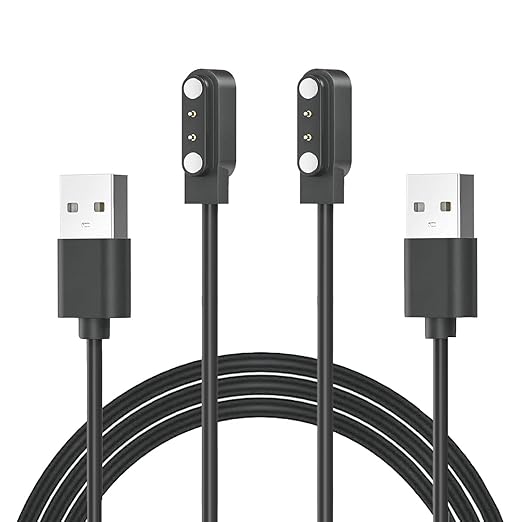 Compatible with IOWODO W60 & Blackview W60, R50pro, R30 Pro Smart Watch Charger, [2-Pack] Magnetic Charging Cable Smartwatch Charger for W60Smart Watch（Black&Black）