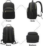 LOVEVOOK Laptop Backpack Purse for Women, Work Travel Computer Bags, Quilted Casual College Daypack with USB Port, Fit 15.6 Inch Laptop, Black