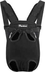 Pawaboo Pet Carrier Backpack, Adjustable Pet Front Cat Dog Carrier Backpack Travel Bag, Legs Out, Easy-Fit for Traveling Hiking Camping for Small Medium Dogs Cats Puppies 8-12lbs, Large, Black
