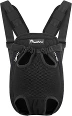 Pawaboo Pet Carrier Backpack, Adjustable Pet Front Cat Dog Carrier Backpack Travel Bag, Legs Out, Easy-Fit for Traveling Hiking Camping for Small Medium Dogs Cats Puppies 13-16lbs, Extra Large, Black