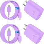 USB C Android Charger Fast Charging Cord, Super Fast Phone Chargers 6.6FT C to C Type Cable with 25W USBC Wall Block for Samsung Galaxy S26 S25 S24 Ultra Plus/S23/S22/S21/S20/Note 20/10, Purple