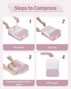 Narwey 6 Set/5 Set Compression Packing Cubes for Travel Kids Women Carry on, Packing Organizers Bag for Backpack Luggage Suitcase Duffle Bags