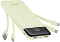 Charmast Portable Charger with Built in Cables, Power Bank with Cords Wires, Slim 10000mAh Travel Battery Pack 6 Outputs 3 Inputs 3A Fast Charging for Samsung Google Pixel LG Moto iPhone iPad