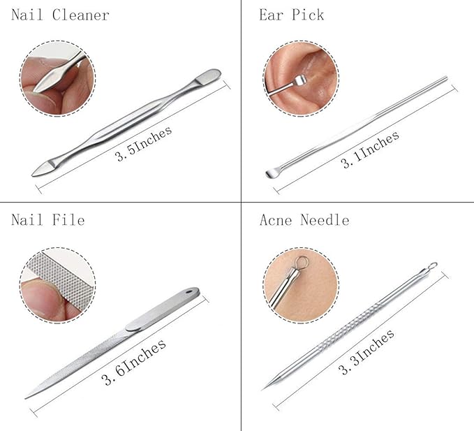 Manicure Set Professional Nail Clippers Kit Pedicure Care Tools- Stainless Steel Grooming Kit 12Pcs for Travel or Home (Rose Gold)