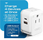 Ceptics Germany, Korea Travel Plug Adapter Set, 20W PD & QC, Safe Dual USB & USB-C - 2 USA Socket - Use in Schuko, France, Russia, Netherlands - Includes Type E/F SWadAPt Attachments