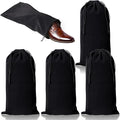 hoe Dust Bags, 4 Pack Black Duster Flannel Single Shoe Pouch with Drawstring Closure, 8x17" Shoe Bags for Travel, Home, Luggage, Handbags, Accessories, Men, and Women