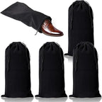hoe Dust Bags, 4 Pack Black Duster Flannel Single Shoe Pouch with Drawstring Closure, 8x17" Shoe Bags for Travel, Home, Luggage, Handbags, Accessories, Men, and Women
