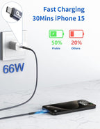 USB C to USB C Cable 10FT, 2Pack USB C Charger Cable, Long Type C Fast Charging Cable Nylon Braided USBC Charger Cord Compatible with iPhone 17/16/15/Pro/Plus/Pro Max/Samsung Galaxy S23/LG and More