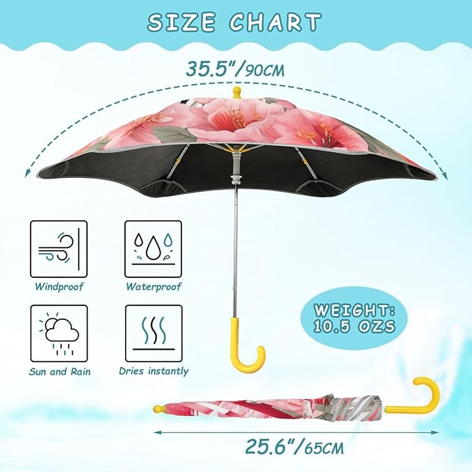 ALAZA Kids Umbrella Stick Umbrellas Cute Umbrella for Boys Girls Toddler UV/Sun Rain Windproof