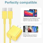 iPhone 17 16 15 Charger Fast Charging 3 Pack USB C Charger Block Type C Chargers 6FT Cord Wall Chargers Compatible with iPhone Air/17/17 Plus/17 Pro/17 Pro Max/16/16 Plus/16 Pro/16 Pro (Yellow)