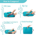 Gonex Compression Packing Cubes, 4pcs Expandable Storage Travel Luggage Bags Organizers (Blue)
