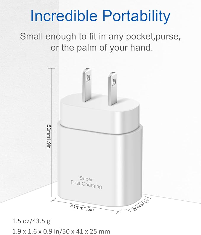 Type C Charger Fast Charging for iPhone 17 16 15,USB C Samsung Chargers Block 25W Super Fast Chargers for Samsung Galaxy S25/S24 S23 S22 S21/iPhone Air/17/17 Plus/17 Pro Max/16 Pro Max/15 Plus(White)