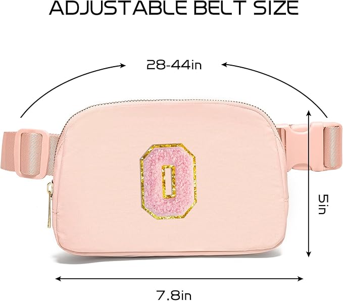 Gitus 6 7 8 9 10 Year Old Girl Gifts Belt Bag Fanny Pack Crossbody Bags with Initial Letter Patch Things for Teen Girls Easter Gifts for Girls Travel Essentials（Coral Pink-O）