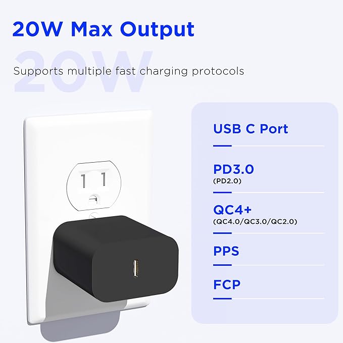 iPhone 17 16 15 Charger Fast Charging,2Pack 20W Apple iPad USB C Wall Chrager Block with 6FT USB C to C Cable for iPhone 17/Pro/Pro Max/17 Air/ 16/16 Pro/16 Pro Max/15/Plus/Pro/Pro Max (Black)