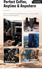 Portable 3-in-1 Espresso Coffee Maker – Self-Heating, Rechargeable USB-C & Smart LED Display, 20-Bar Extraction, Works with Ground Coffee & NS/DG Capsules, Camping (Grey)