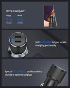 Dual 45W USB C Car Charger, 90W Max Super Fast Charging, All Metal 12V Cigarette Lighter Adapter for iPhone 17 Pro Max/16/15/iPad, Samsung Galaxy S26/S25, Google Phones with 2 Type C Cable 3.3ft Black