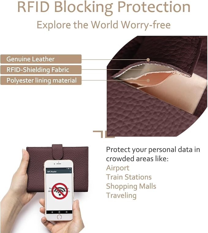 Genuine Leather Passport Wallet with RFID Blocking – Slim Travel Passport Holder with Card Slots, Zipper Coin Pocket & Cash Sleeve, Classic Travel Wallet (Coffee Brown)