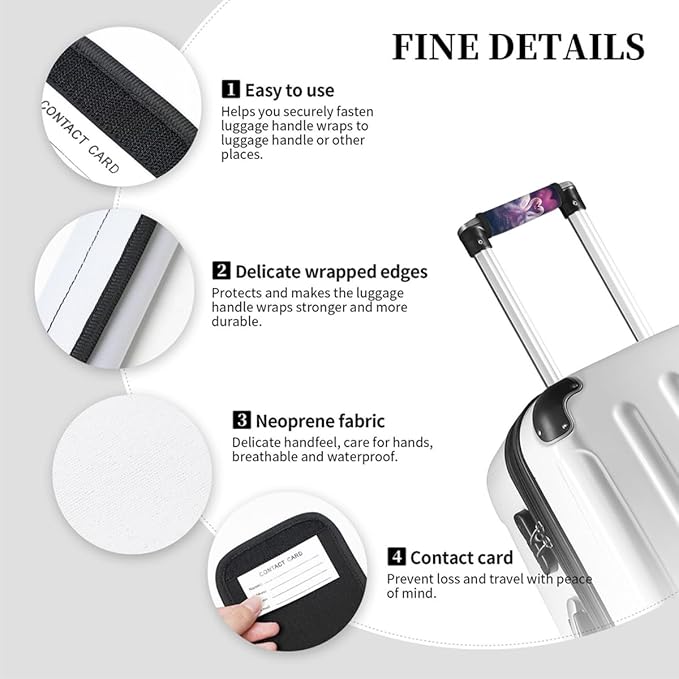 Abstract Love Swan 2 Pack Luggage Handle Wrap Set of Neoprene Luggage Tags for Suitcases Bag Strap Wrap Cover Travel Airplane Accessories Covers Markers Sleeve Grips Identifiers Cruise