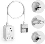 TESSAN 220 to 110 Voltage Converter US to Europe, International Travel Power Adapter with 4 USB Ports(2 USB C), 2 AC and EU/UK/AU Plug Universal Power Converter Adapter Combo, Step Down Transformer